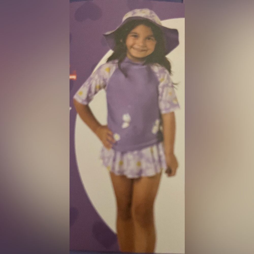 Kids Purple Short-Sleeve Swim Rashguard - 3 Piece UPF 50+